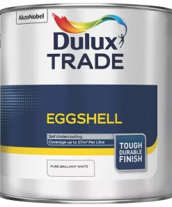 Dulux Trade Eggshell Pure Brilliant White Trim Solvent-Based Paint 2.5Ltr