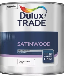 Dulux Trade Satin Pure Brilliant White Trim Paint 2.5Ltr