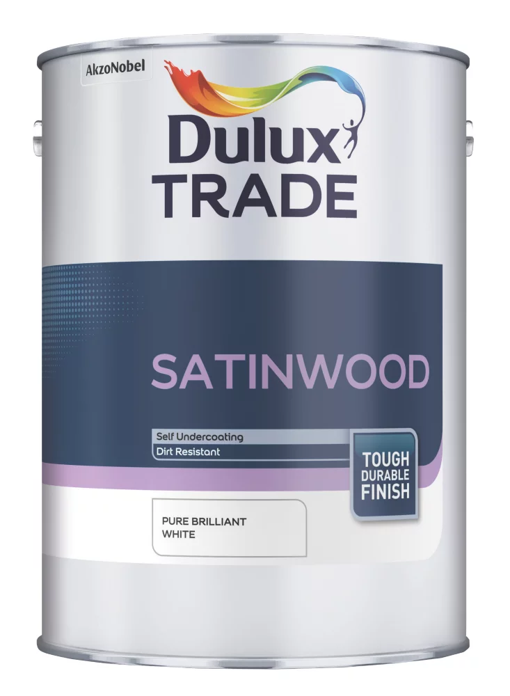 Dulux Trade Satin Pure Brilliant White Trim Paint 1Ltr