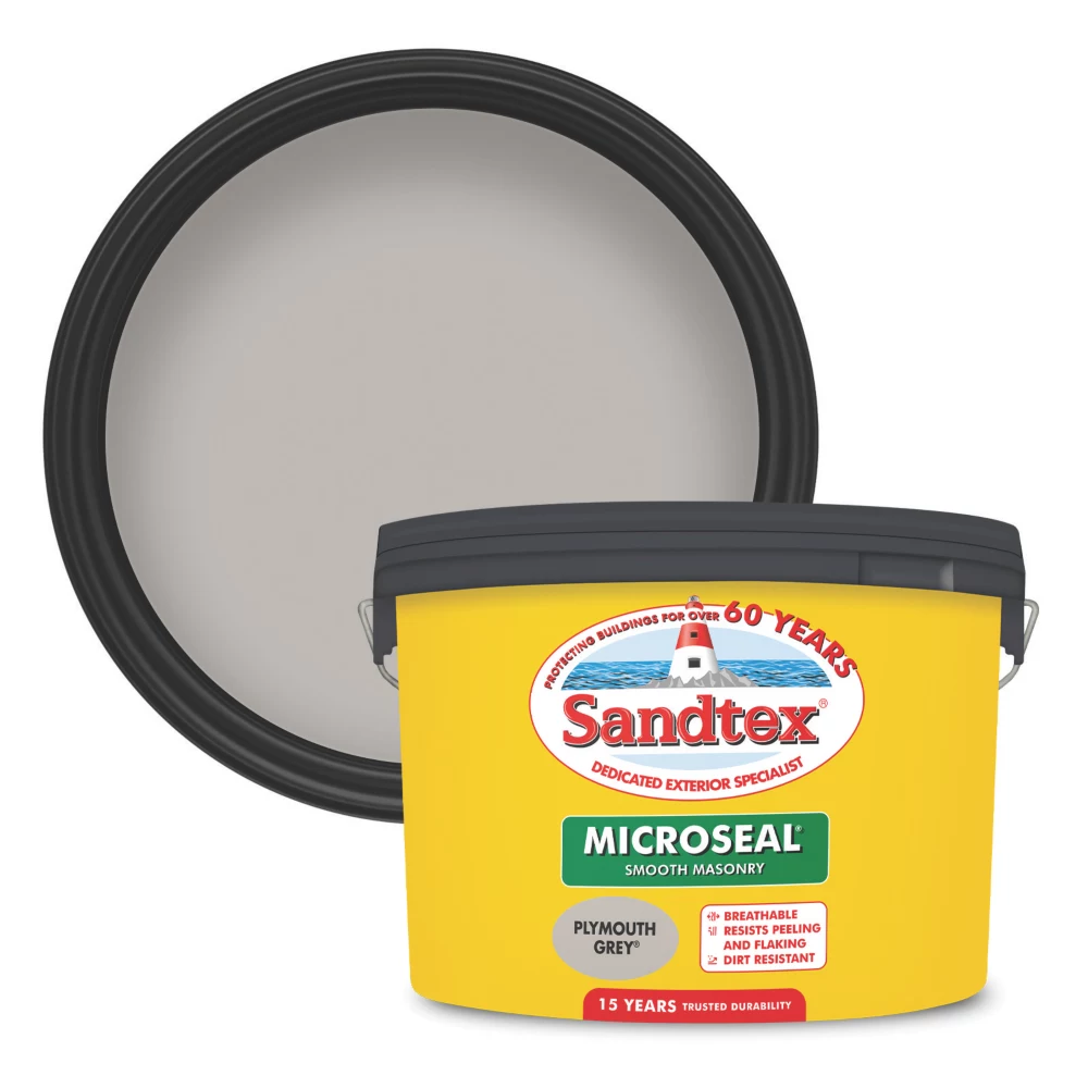 Sandtex Smooth Masonry Paint Plymouth Grey 10Ltr - Image 3