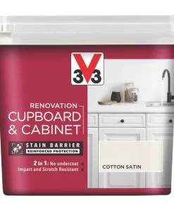 V33 Satin Cotton Off-White Trim Cabinet Paint 750ml