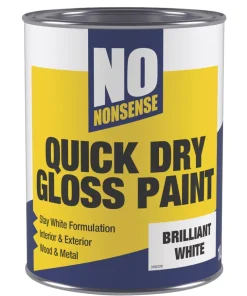 No Nonsense Gloss Pure Brilliant White Acrylic Water-Based Paint 1Ltr