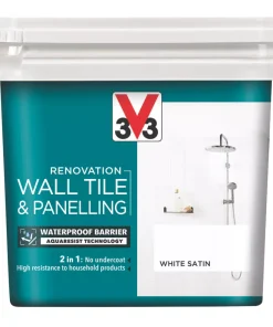 V33 Satin White Acrylic Wall Tile & Panelling Paint 750ml