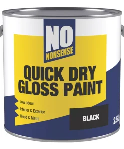 No Nonsense Gloss Black Acrylic Water-Based Paint 2.5Ltr
