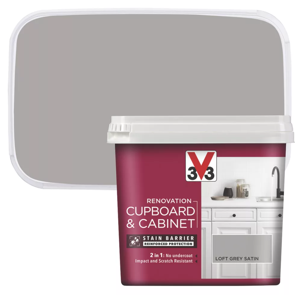 V33 Satin Loft Grey Trim Cabinet Paint 750ml - Image 2