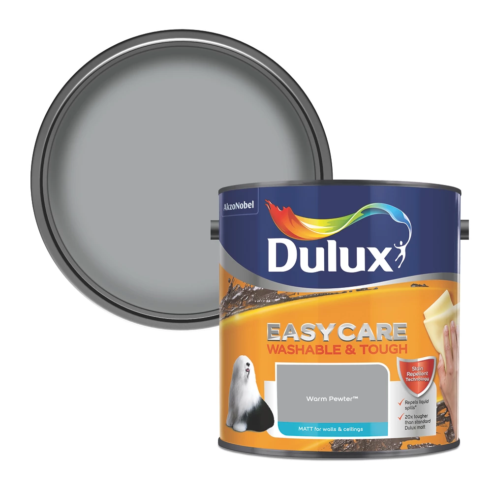 Dulux EasyCare Matt Warm Pewter Emulsion Paint 2.5Ltr - Image 2
