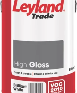 Leyland Trade High Gloss Brilliant White Trim Paint 5Ltr
