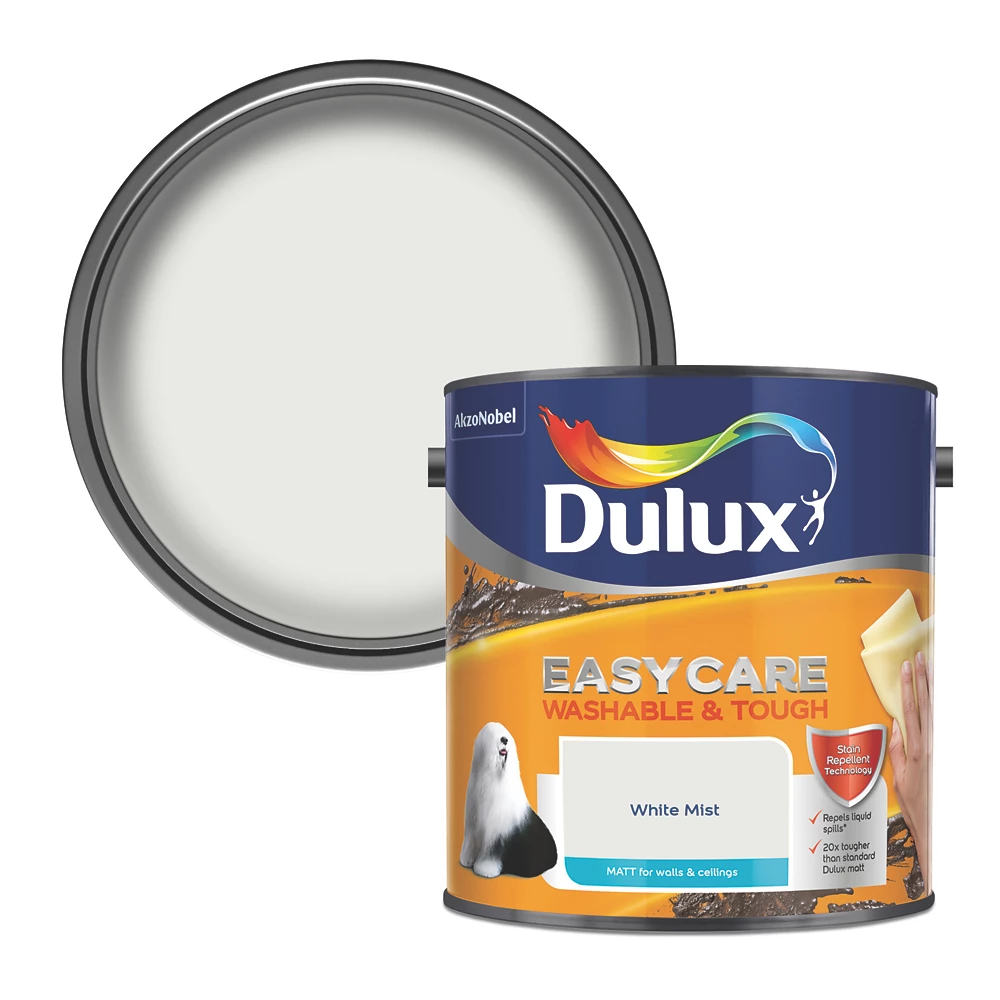 Dulux EasyCare Matt White Mist Emulsion Paint 2.5Ltr - Image 2