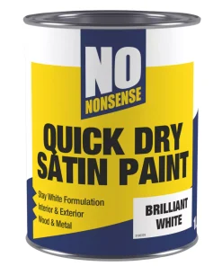 No Nonsense Satin Brilliant White Acrylic Water-Based Paint 1Ltr