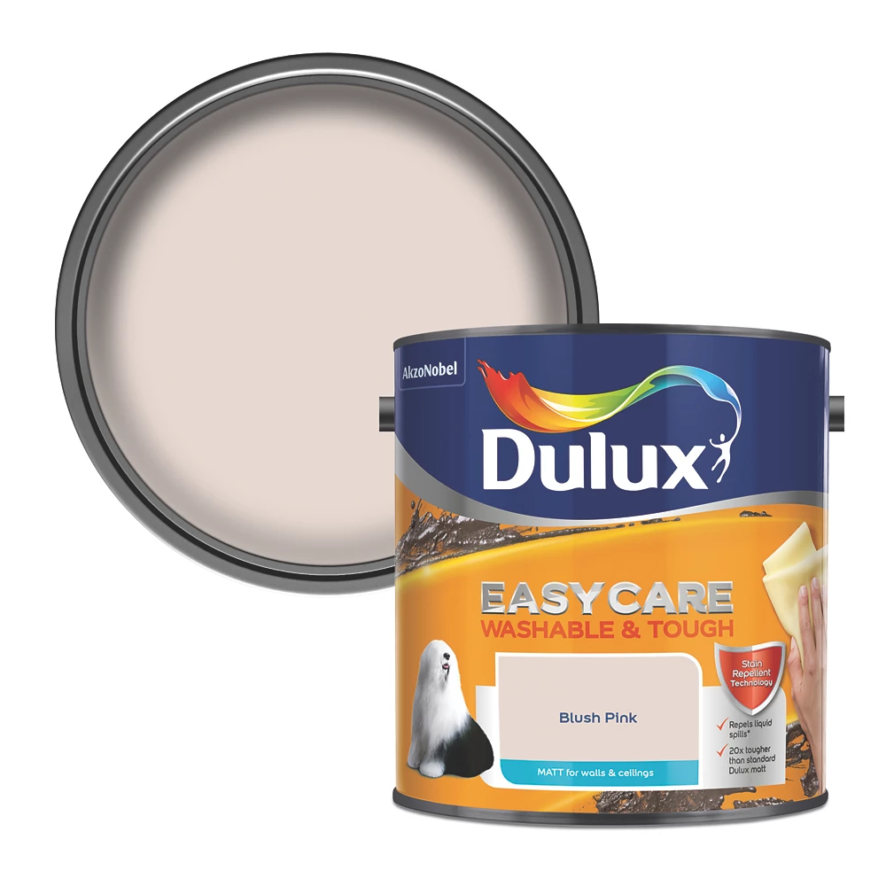 Dulux EasyCare Matt Blush Pink Emulsion Paint 2.5Ltr - Image 2