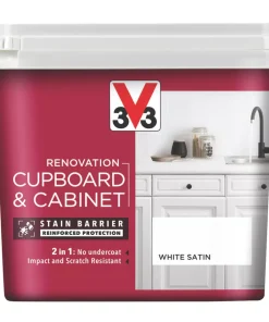 V33 Satin White Trim Cabinet Paint 750ml
