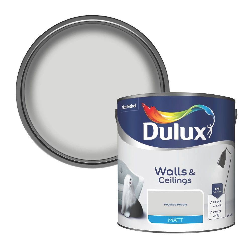 Dulux Matt Polished Pebble Emulsion Paint 2.5Ltr - Image 2