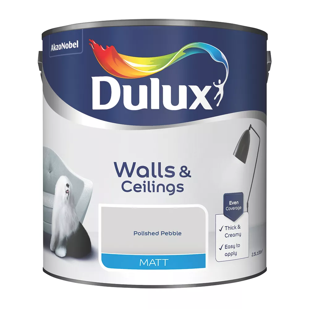 Dulux Matt Polished Pebble Emulsion Paint 2.5Ltr