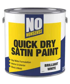 No Nonsense Satin Brilliant White Acrylic Water-Based Paint 2.5Ltr
