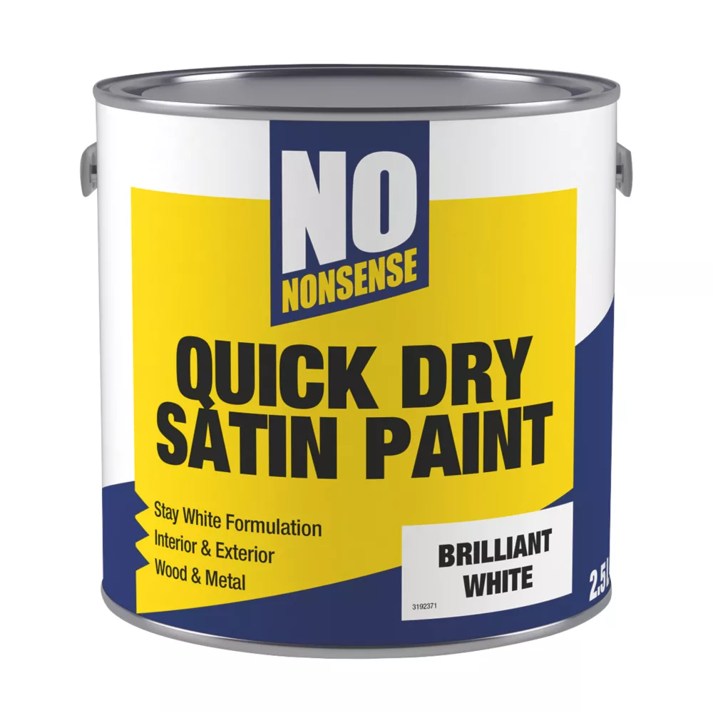 No Nonsense Satin Brilliant White Acrylic Water-Based Paint 2.5Ltr